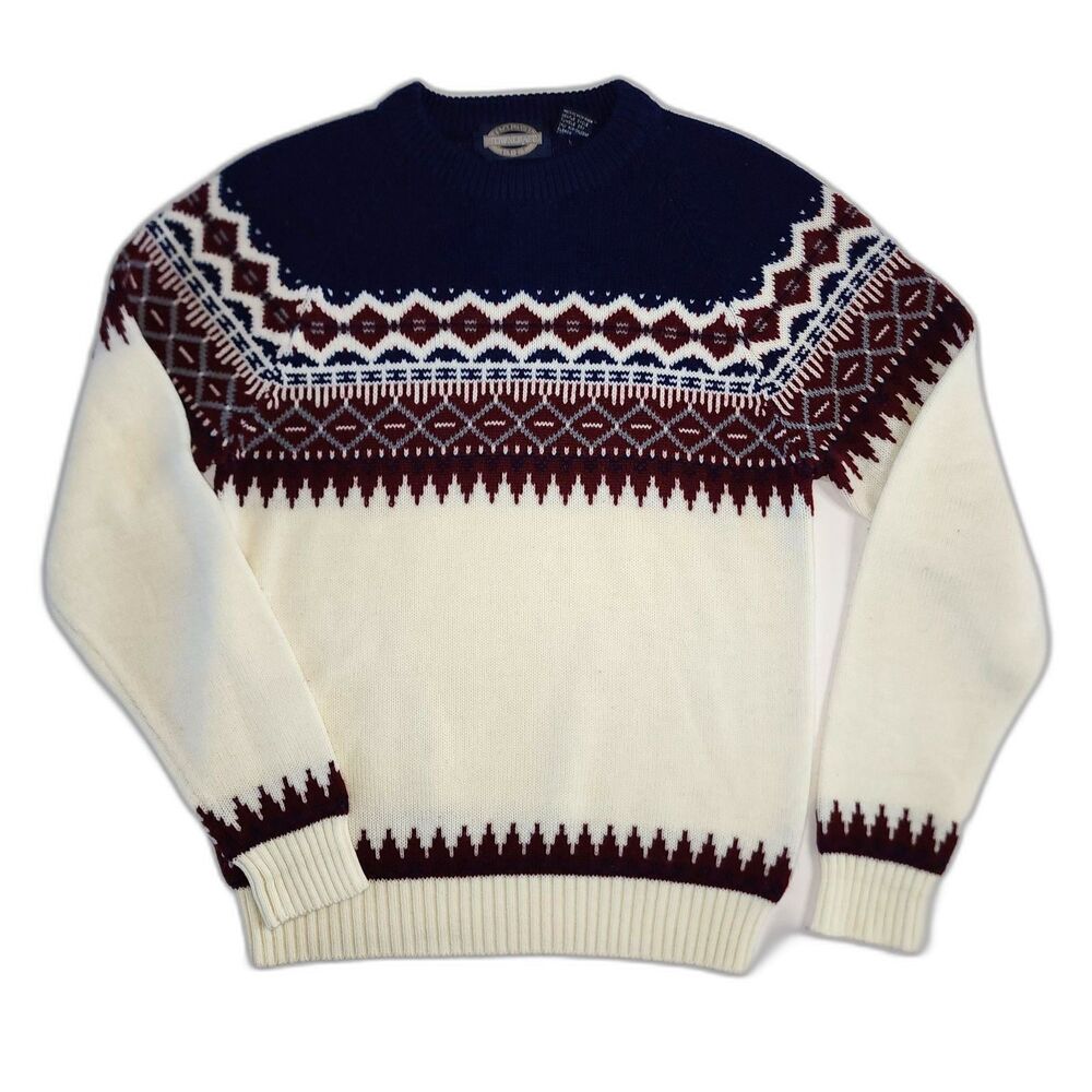 Vintage Towncraft Geometric Design Acrylic Crewneck Knit Sweater Sz S
